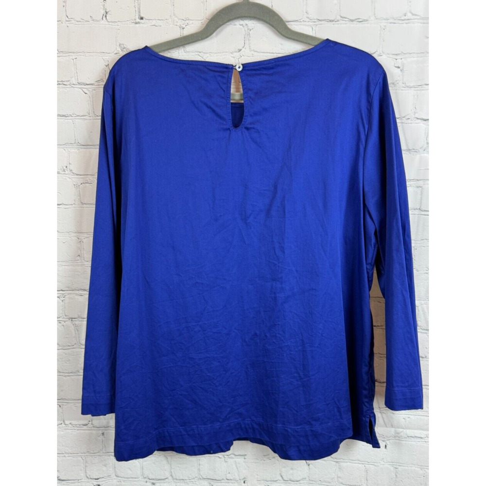 CHICO'S royal blue cotton stretch beaded top blouse tunic size 2 12 L - Picture 9 of 9